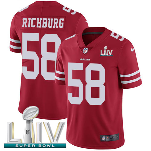 San Francisco 49ers Nike #58 Weston Richburg Red Super Bowl LIV 2020 Team Color Youth Stitched NFL Vapor Untouchable Limited Jersey